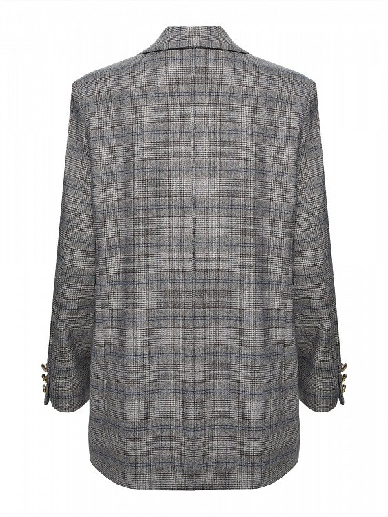Checked Double-Breasted Blazer