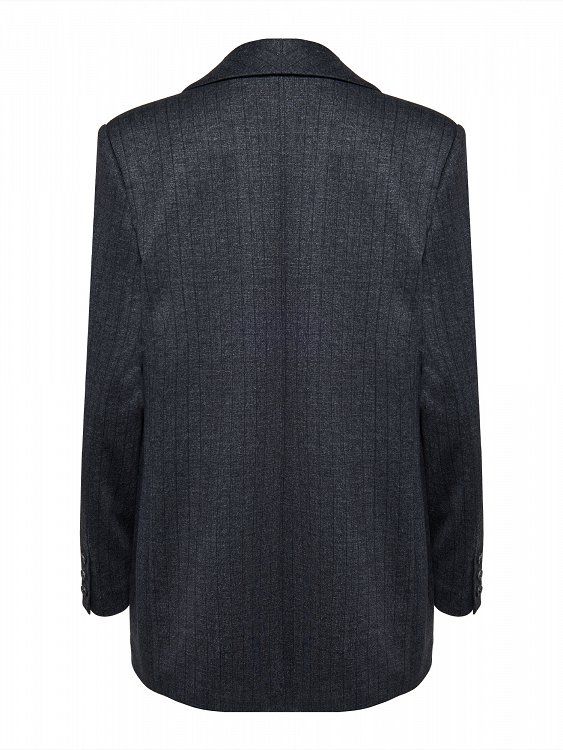 Striped Blazer with Embroidery