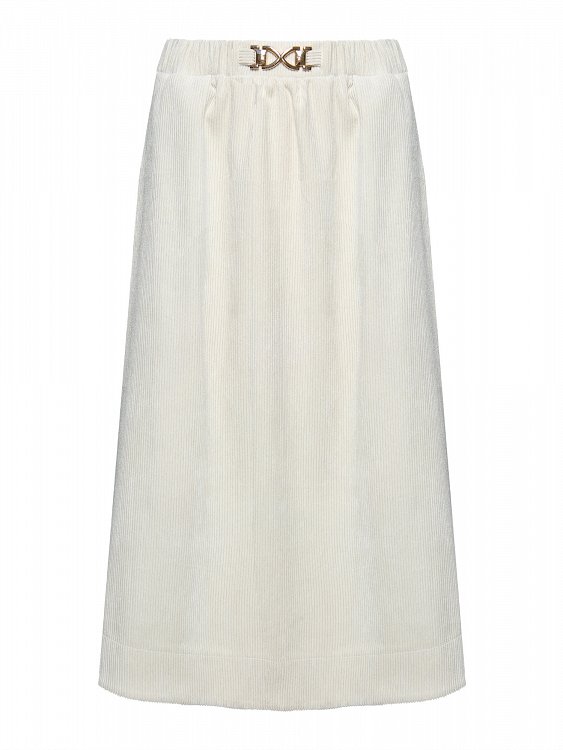 Midi Corduroy Skirt with Metallic Detail