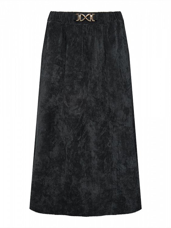Midi Corduroy Skirt with Metallic Detail