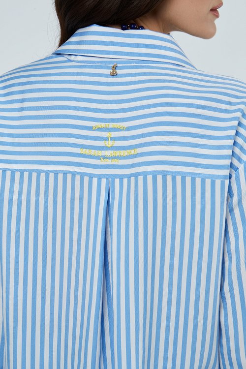 striped long-sleeve twill shirt