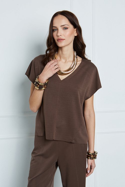 V-neck blouse with seams