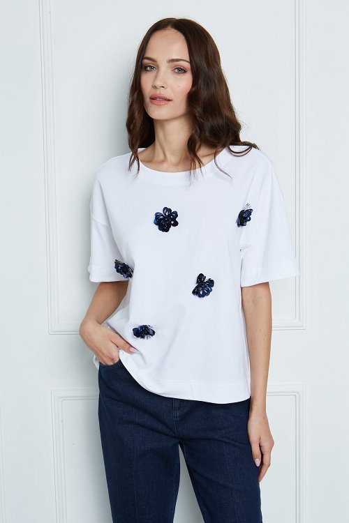 floral applique blouse