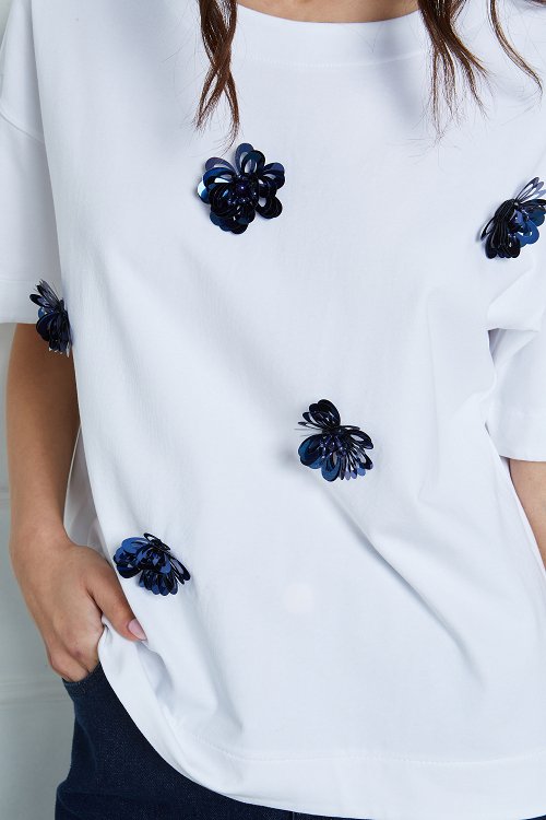 floral applique blouse