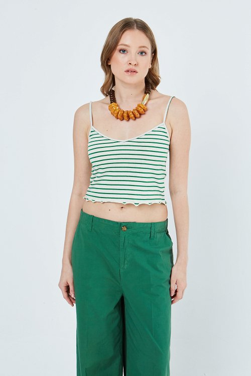 Christina striped cropped top