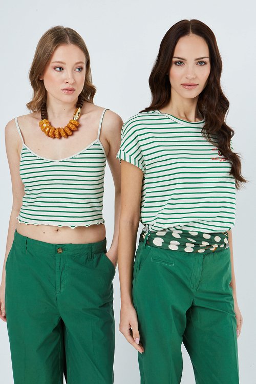 Christina striped cropped top