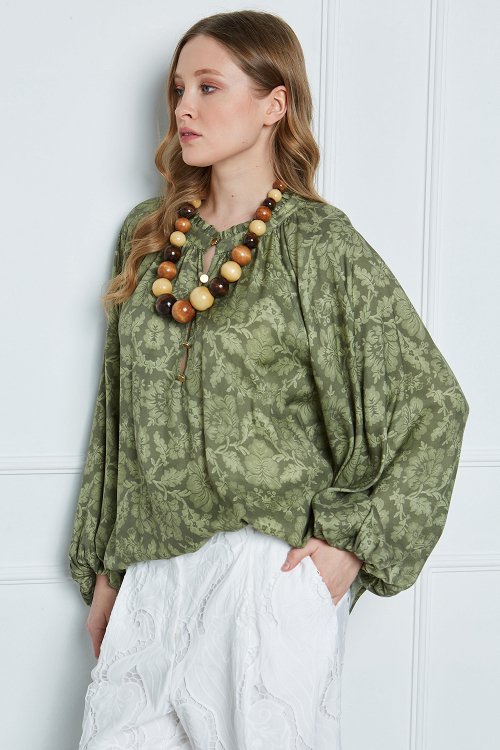 printed blouse with buttons