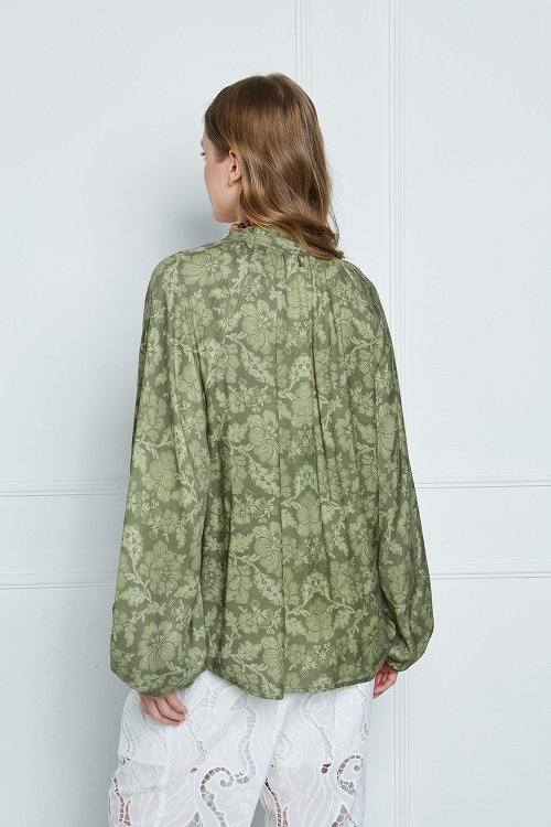 printed blouse with buttons