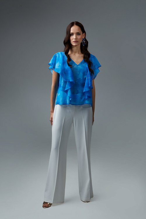 Crystal printed V-neck blouse