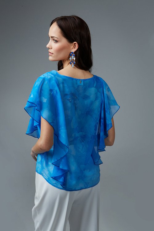 Crystal printed V-neck blouse