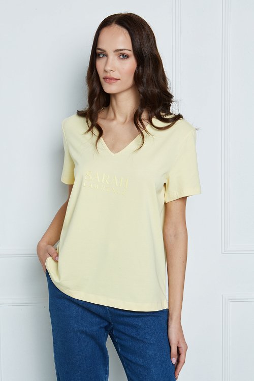 V-neck blouse with logo print