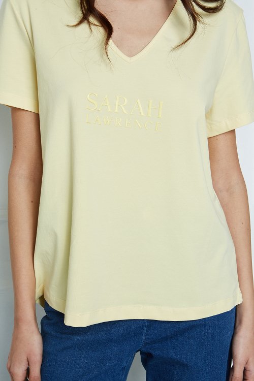 V-neck blouse with logo print