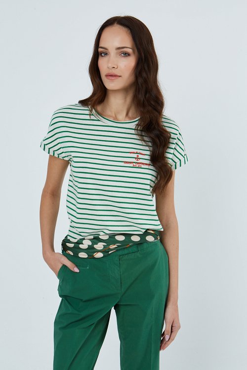 T-shirt ριγέ με λογότυπο