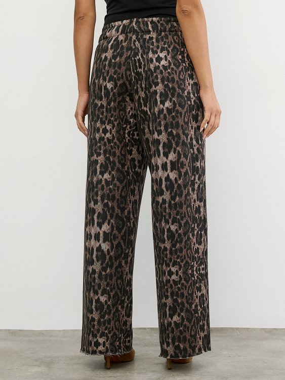 Leopard Print Elastic Waist Trousers