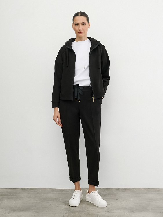 Pique Trousers With Turn-Up Cuff