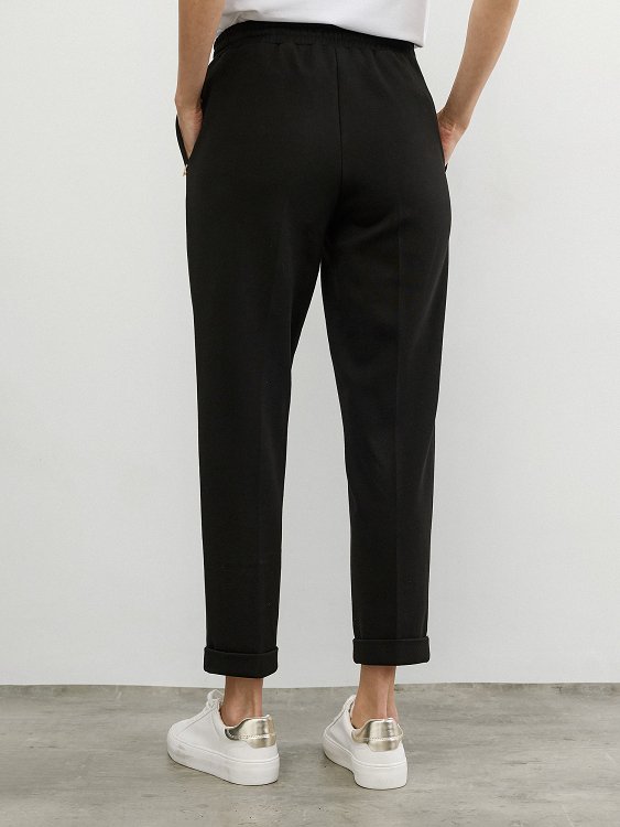 Pique Trousers With Turn-Up Cuff