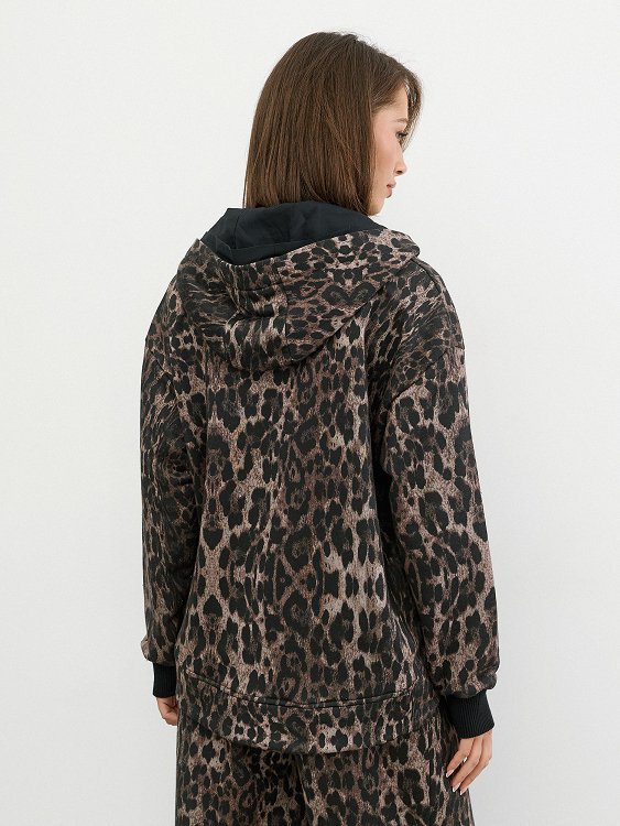 Leopard Print Sweatshirt Jacket