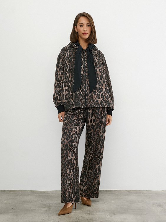 Leopard Print Sweatshirt Jacket