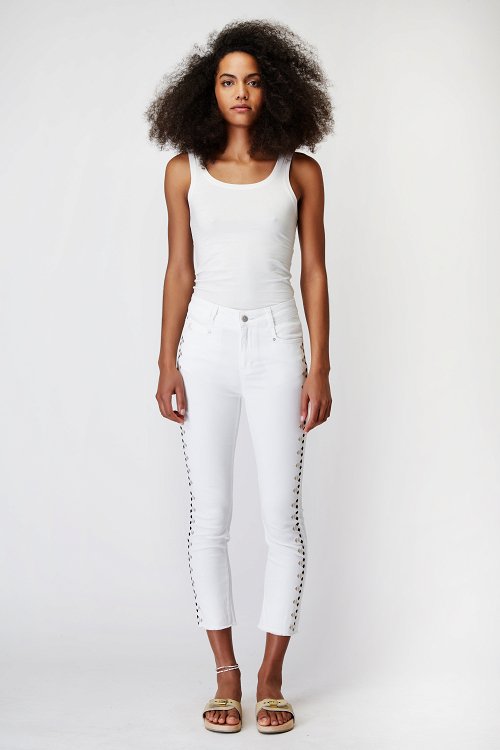 Slim Pants with Stud Embellishments