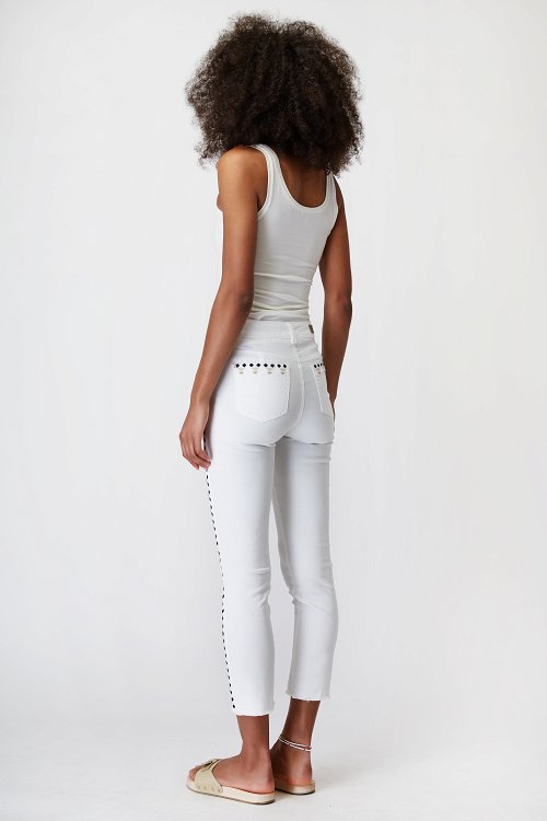 Slim Pants with Stud Embellishments