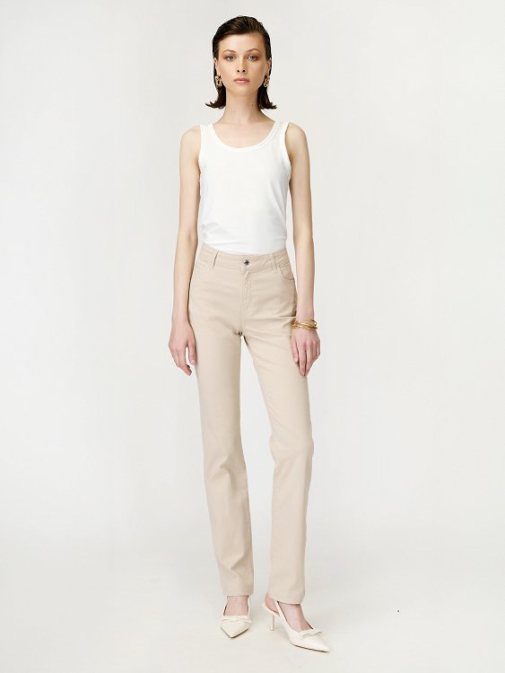5pocket cotton HW straight pant