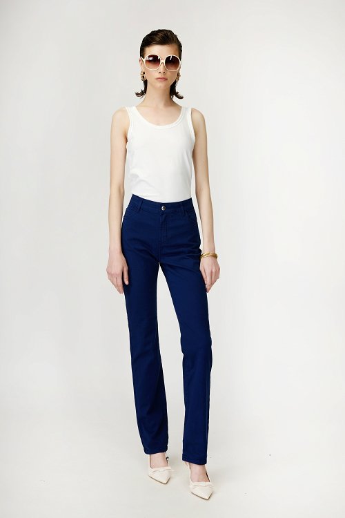 5pocket cotton HW straight pant