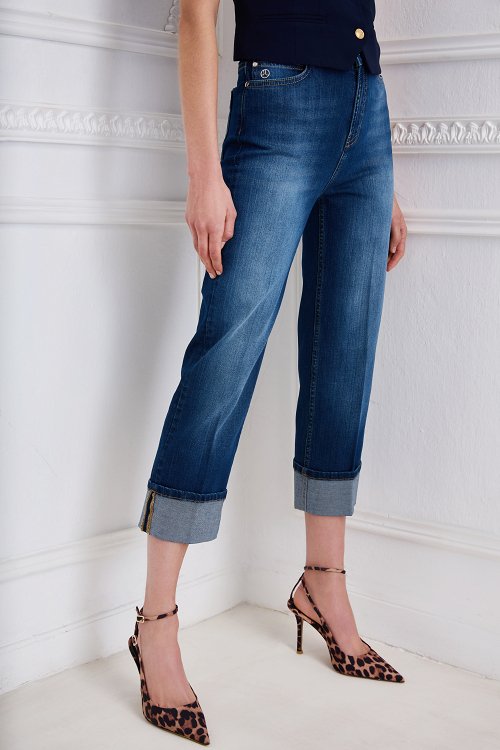 Denim pant straight cropped