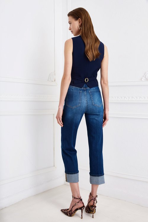 Denim pant straight cropped