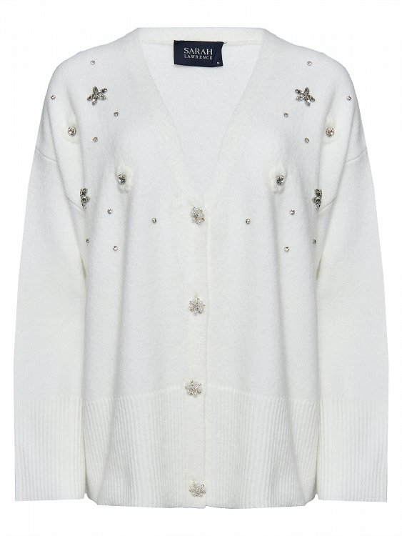 Cardigan with emb. strass