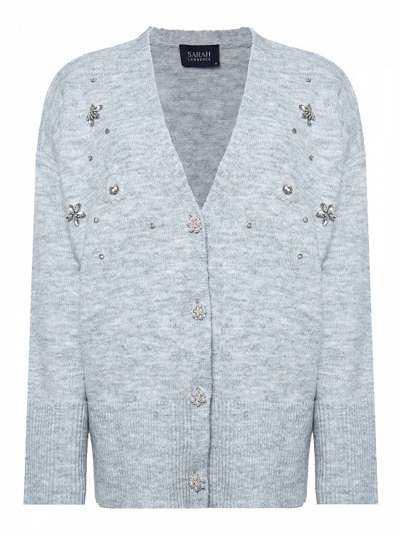 Cardigan with emb. strass