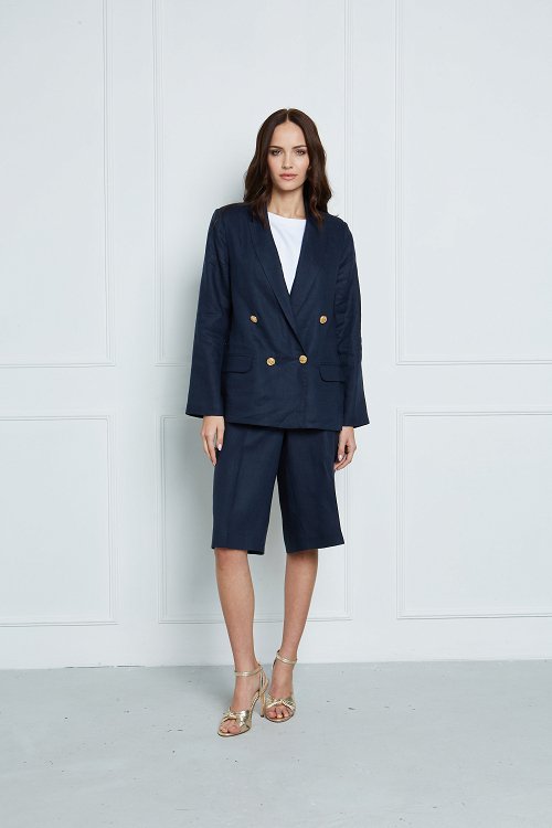 Freya linen double-breasted blazer