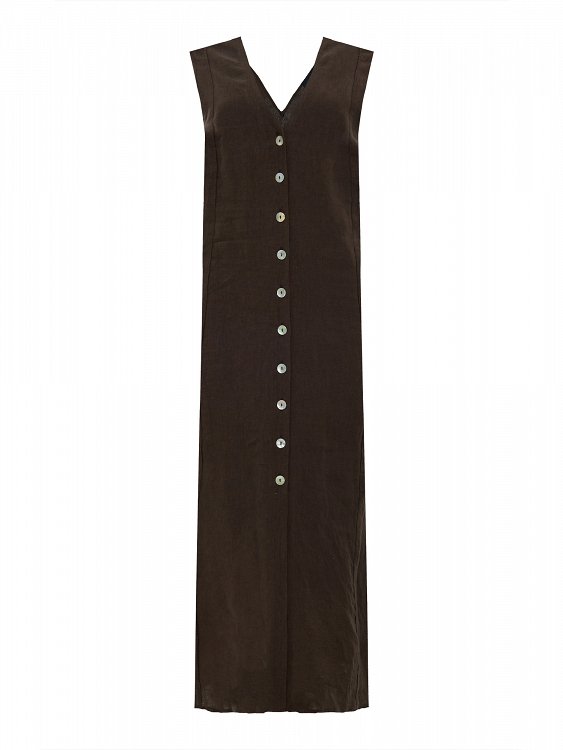 linen blend dress with buttons