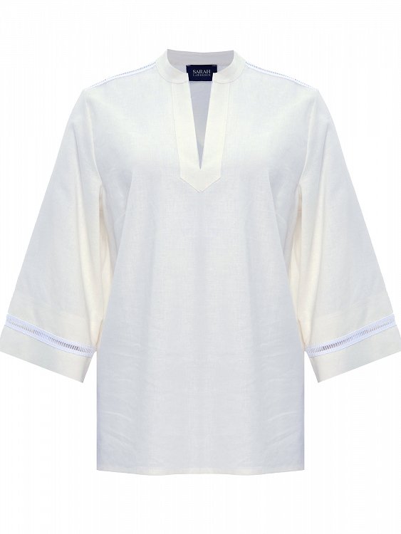 linen blouse with eyelet details