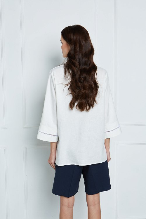 linen blouse with eyelet details
