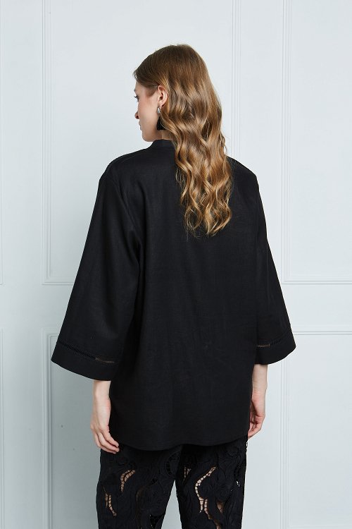 linen blouse with eyelet details