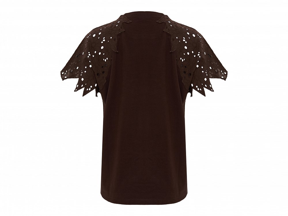 Noa T-shirt with broderie sleeves