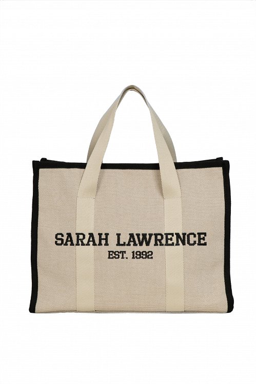 Τσάντα tote με καμβά και μαύρα accents