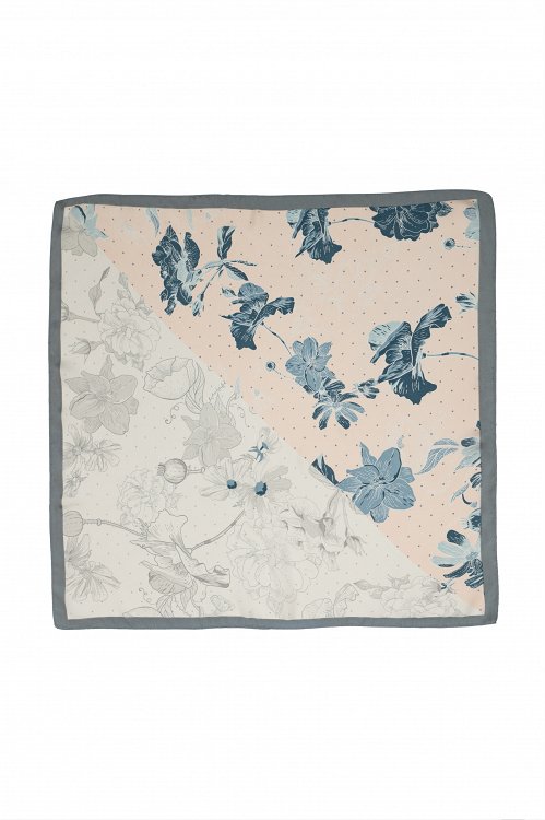 Floral and polka dot patterned scarf