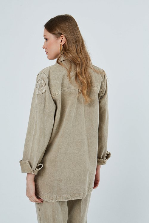 Jacket jean με τσέπες