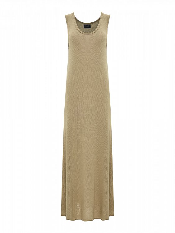 linen blend long knitted dress