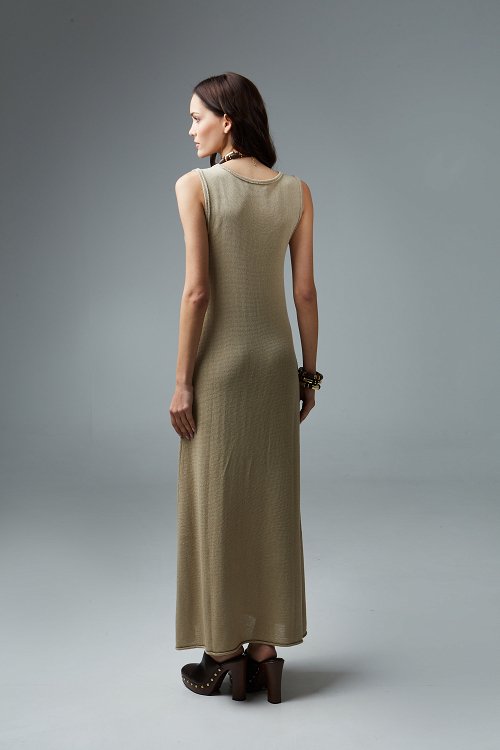 linen blend long knitted dress