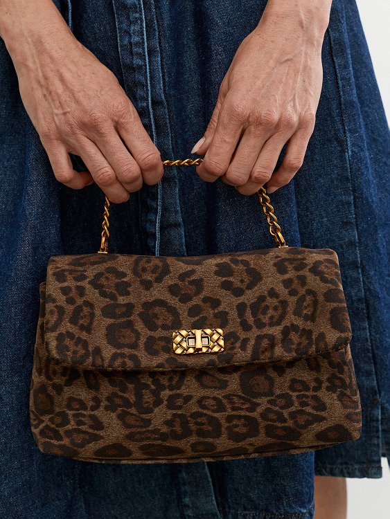 Animal Print Τσάντα με Αλυσίδα