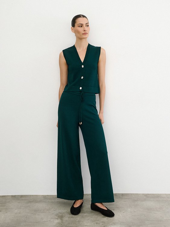 Πλεκτό Wide-leg Παντελόνι