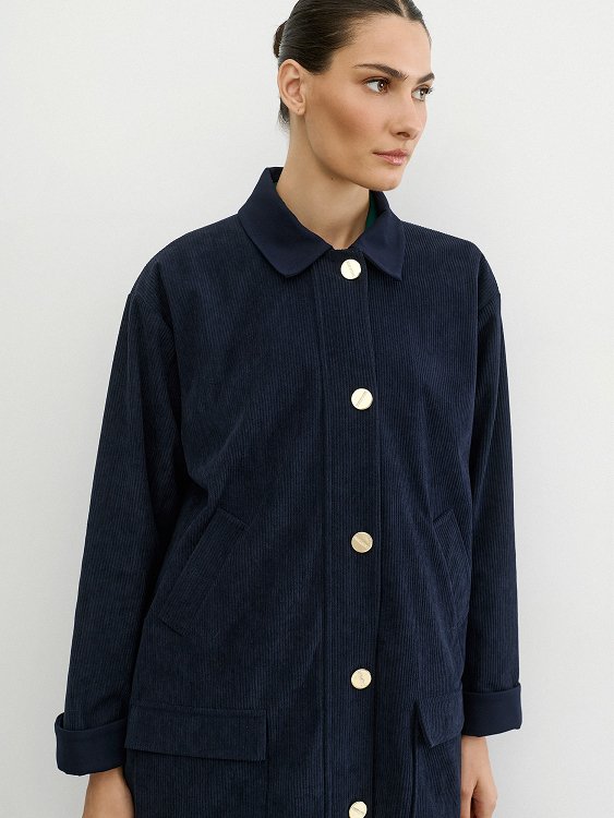 Κοτλέ Τζάκετ με Λεπτομέρειες από Δερματίνη