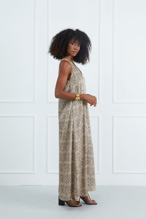 Printed Dress with V-neckline