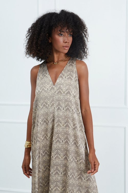 Printed Dress with V-neckline