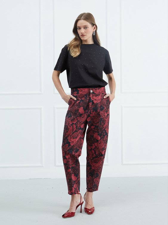 Printed barrel pants