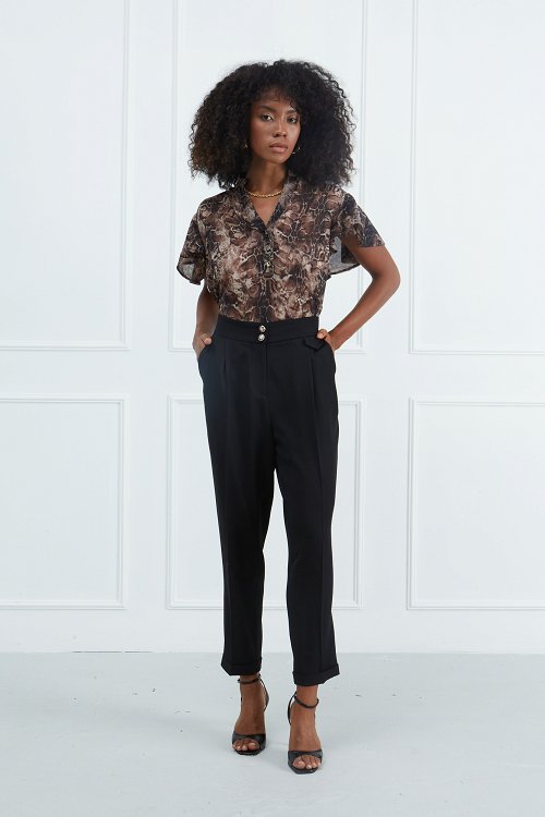Leopard Blouse with Ruffles