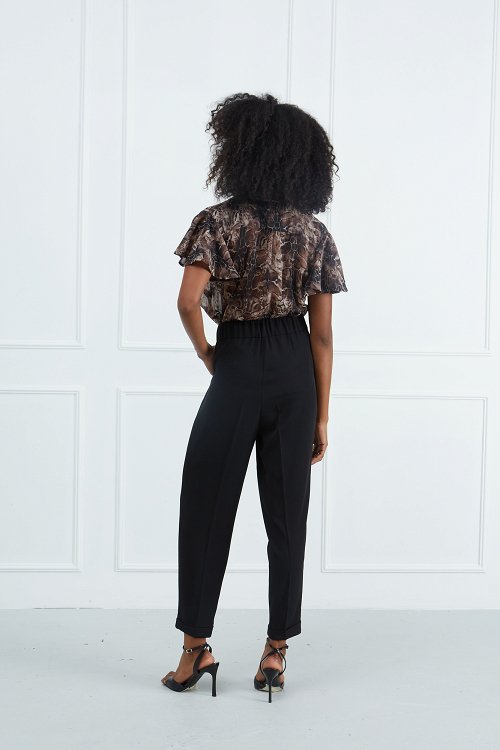 Leopard Blouse with Ruffles