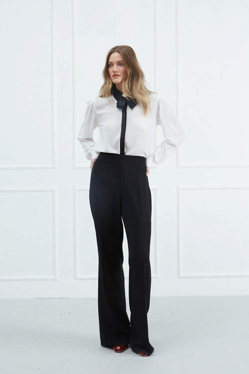 Shirt with Satin Collar
